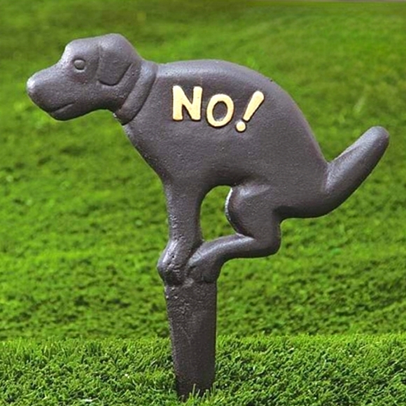 Cast Iron NO! Squatting Dog Lawn/Garden Stake Sign ~ NWOT - Picture 3 of 3